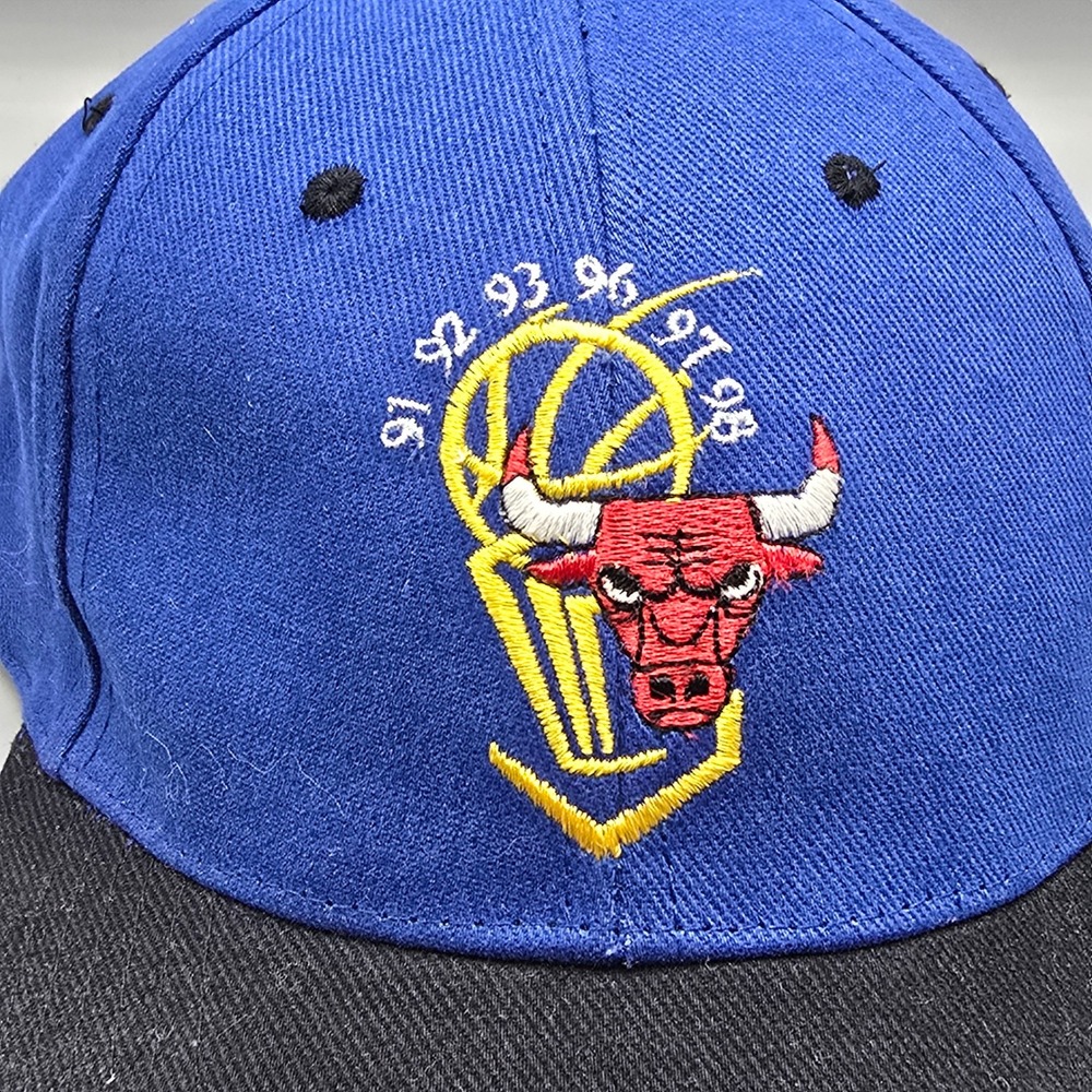 Vintage Chicago Bulls Championship Hat Blue Black Kick10 Pro Gear NBA Cap 90s - Picture 2 of 13